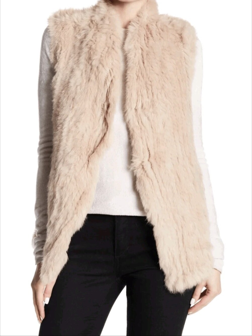 Soft Blush Genuine Rabbit Fur Vest